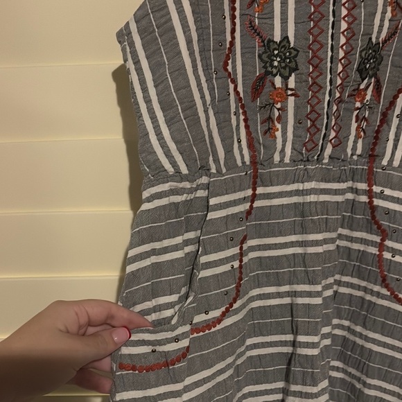 Orange and Gray Embellished Mini Sundress with Halter Neckline - Picture 3 of 5